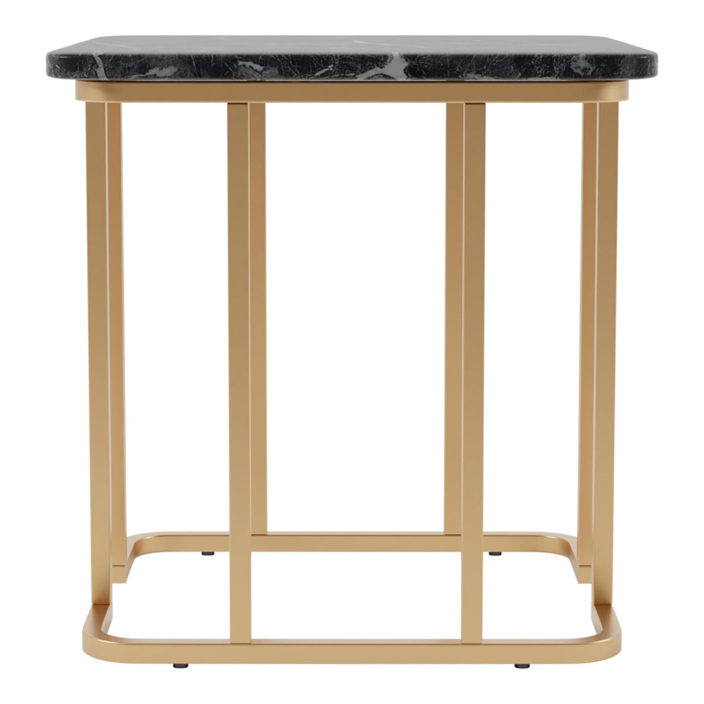 24/7 Shop at Home Scheben Modern Faux Marble Top 2-Piece Coffee Table Set with U-Shaped Metal Base for Living Room, Bedroom, Home Office, Gold Coating and Black