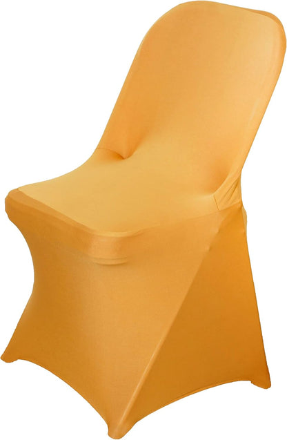 Elegant Gold Spandex Folding Chair Cover for Weddings and Events