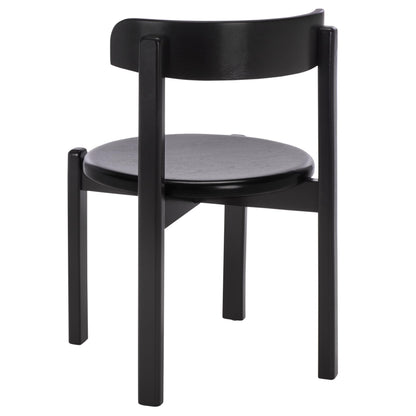 SAFAVIEH Furniture - Calixto Dining Chair Set of 2 - Black Solid Wood - Round Seat Modern Chair - Fully Assembled - Ideal for Dining Room, Kitchen, 19" Seat Height (DCH8809B-SET2)