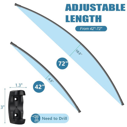 Curved Shower Curtain Rod, Rustproof, 42-72 Inches Adjustable, Premium Steel, Round Shower Curtain Rod for Bathroom, Bathtub, Stall, Need to Drill, Chrome