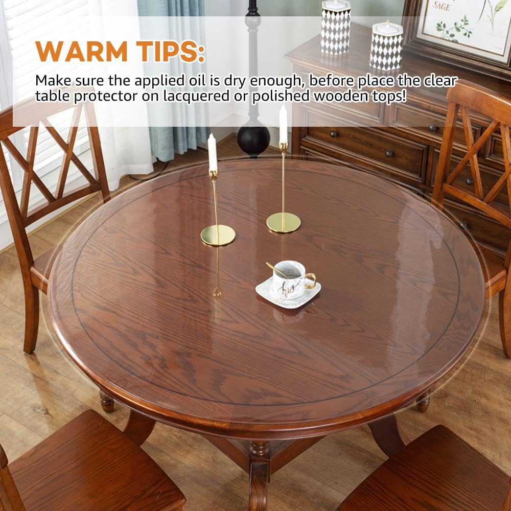 28 Inch PoPoTo Dia Clear Round Table Cover Protector Mat Sofa Side Dining Coffee End Tabletop Protector PVC Plastic