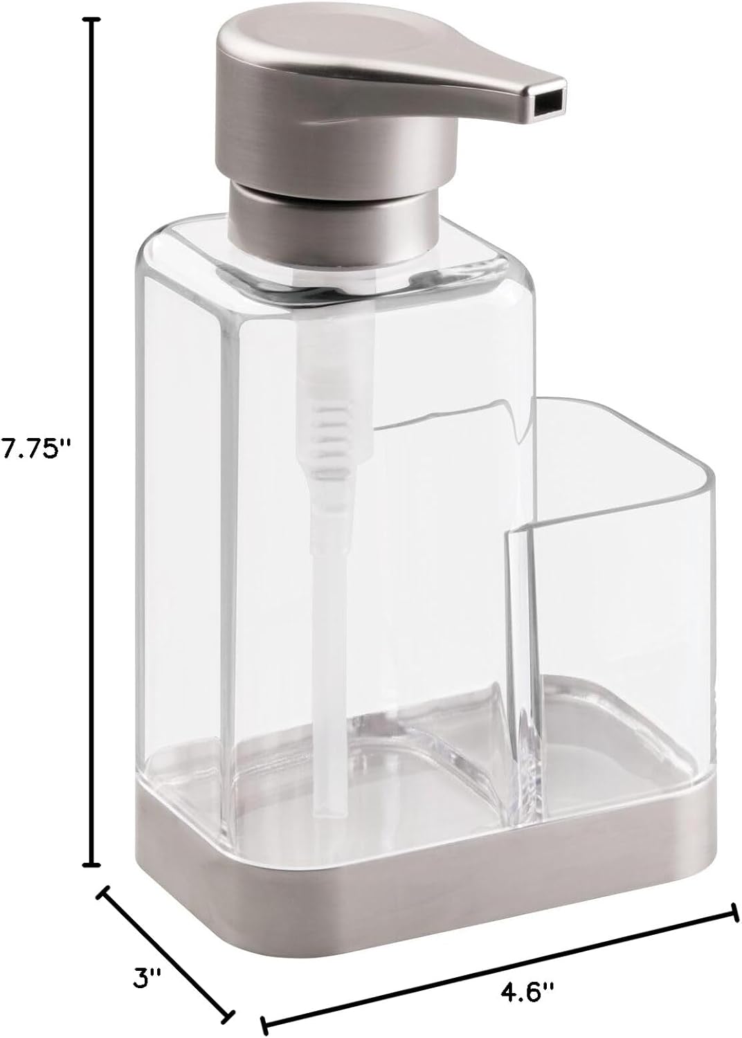 Countertop mDesign Modern Plastic Kitchen Sink Liquid Hand Soap Dispenser Pump Bottle Caddy with Storage Compartment