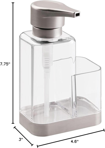 Countertop mDesign Modern Plastic Kitchen Sink Liquid Hand Soap Dispenser Pump Bottle Caddy with Storage Compartment