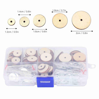 Luatoxry Doll Joints, 50 Sets Movable Joints Pin, Wood Doll Neck Joint Cushion with Iron Clip and Ring, 0.5-0.8in Doll Making Cotter with Storage Box for DIY Craft Teddy Bear