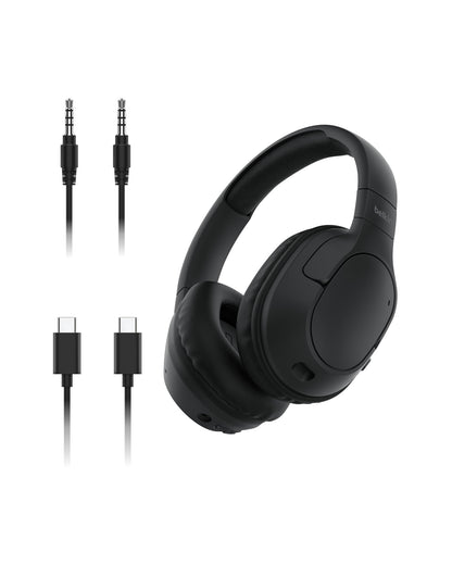 Belkin SoundForm Surround Bluetooth Over-Ear Headphones - Environmental Noise Cancelling Headphones - Wireless w/ 60H Playtime & Soft Ear Cups for iPhone, Galaxy, iPad, Travel, Home, or Office - Black