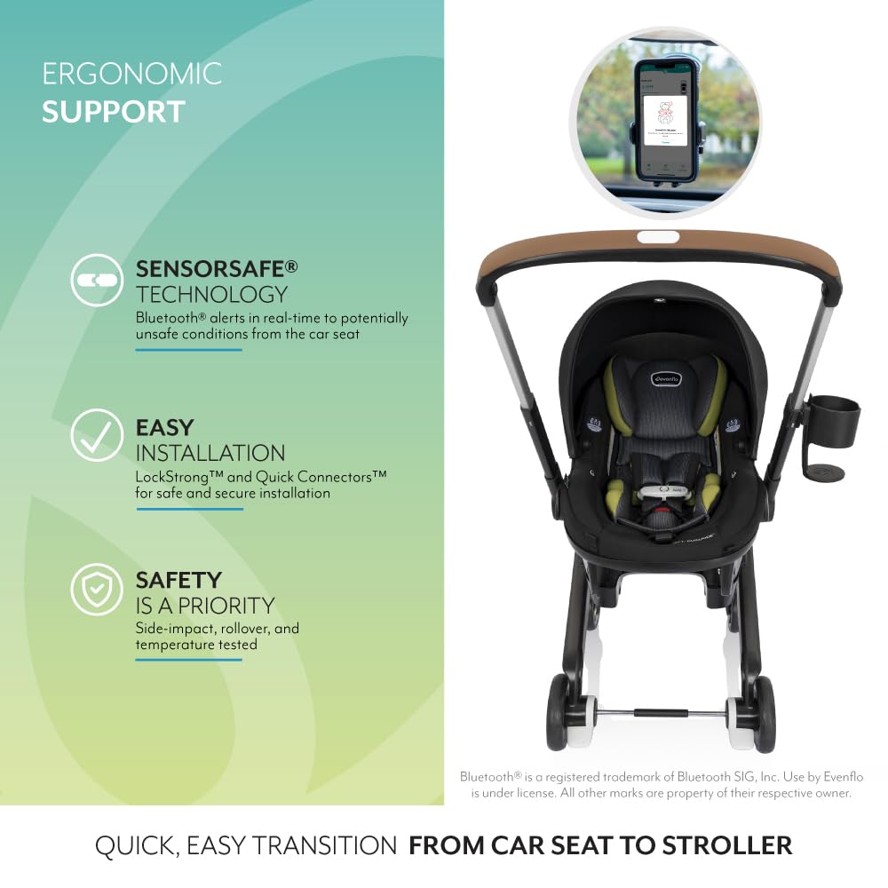 Evenflo Shyft DualRide Preemie and Infant Car Seat Stroller Combo 3-30lbs with Carryall Storage (Durham Green)