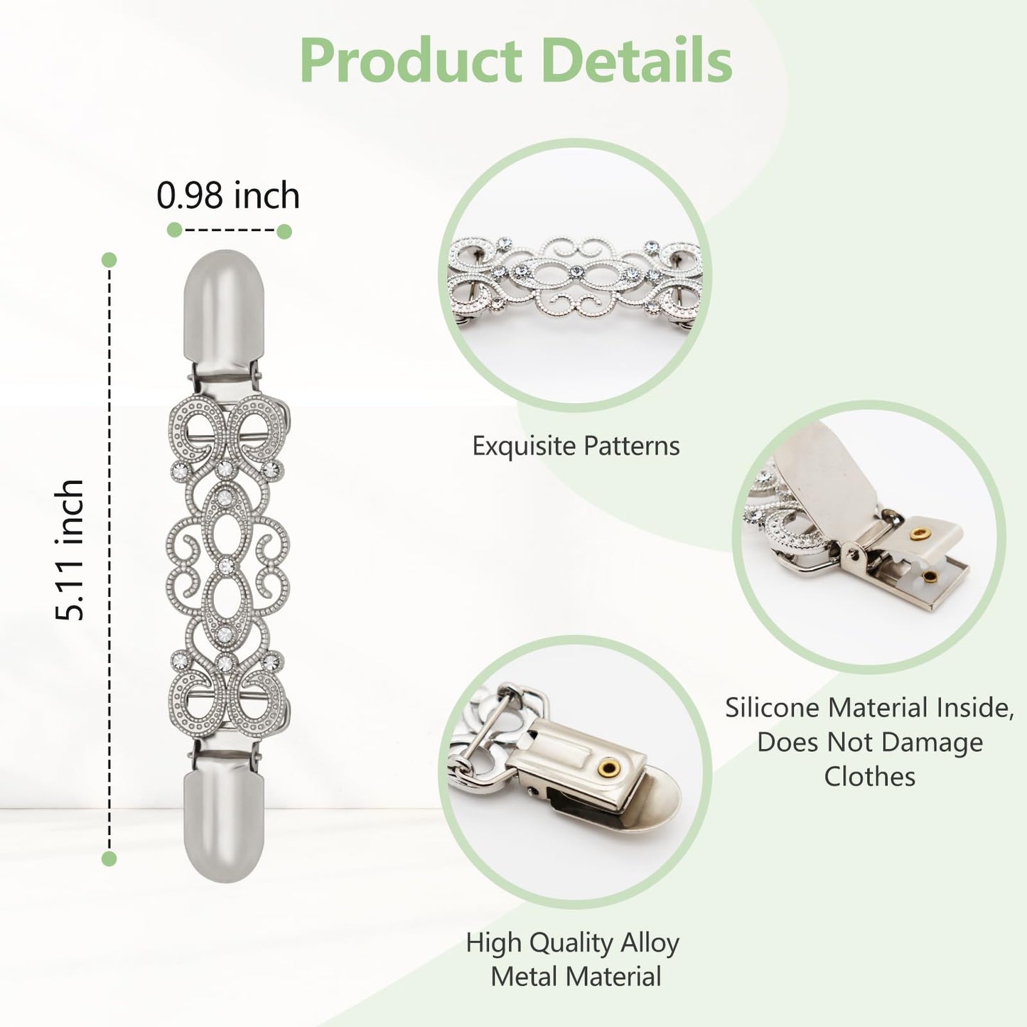 ROPAKED 3 Pcs Cinch Clips Vintage Sweater Clips Dress Clip Back Cinch Shawl Cardigan Collar Clip to Tighten Dress Pant Waist Tightener for Women