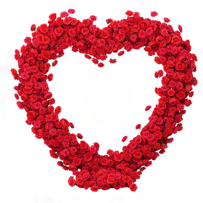 Red Artificial Floral Heart-Shaped Rose Arch Backdrop, Suitable for proposals, Anniversaries, Parties and Event Decorations (Stand not Included).
