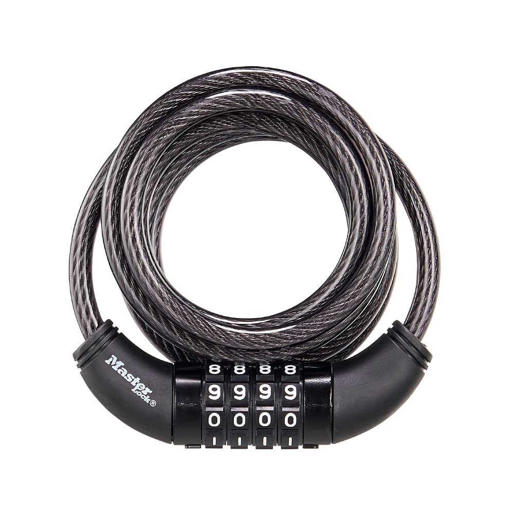 Allen Sports Premier Locking Quick Release 5-Bike Carrier for 2 in. Hitch, QR555 & Master Lock Bike Lock Cable, Set Your Own Combination Bicycle Lock, Black