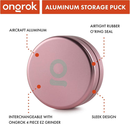ONGROK Storage Puck, Gold, Perfect Size Case to Store in Your Pocket, Airtight, Preserves Moisture Profile, Smell and Aroma