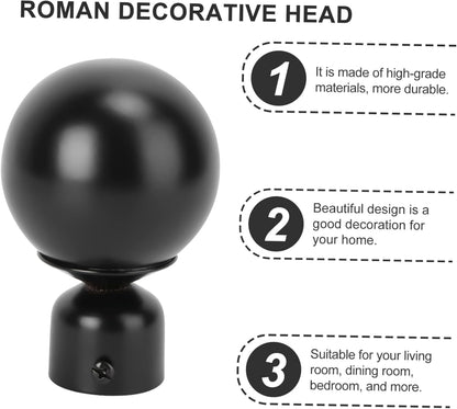 Artibetter 2pcs Roman Pole Decorative Head Curtain Pole Finials, Iron Drapery Rod Ends for Curtain Rail