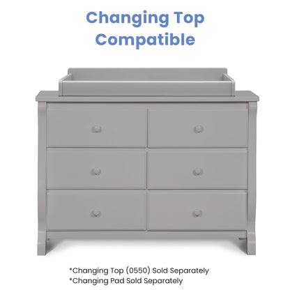 Delta Children Universal 6 Drawer Dresser with Interlocking Drawers - Greenguard Gold Certified, Grey