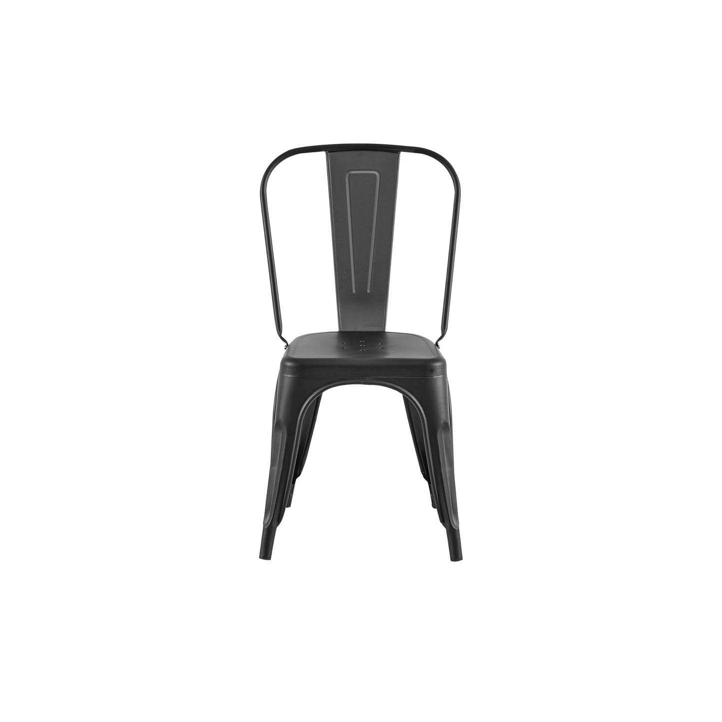 AC Pacific Stackable Metal Dining Chairs Set of 4 for Indoor and Outdoor Use, Durable Stacking Seat, Farmhouse Kitchen, Bar, Patio, Bistro, Cafe, Industrial Style, Matte Black