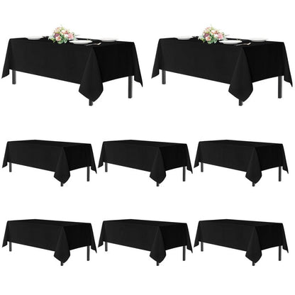 sancua Black Tablecloths for 6 Foot Rectangle Tables, 8 Pack - Washable Polyester Fabric Table Cloth, Reusable Table Covers for Wedding Party, Birthday, Banquet Reception, 54x108 Inch