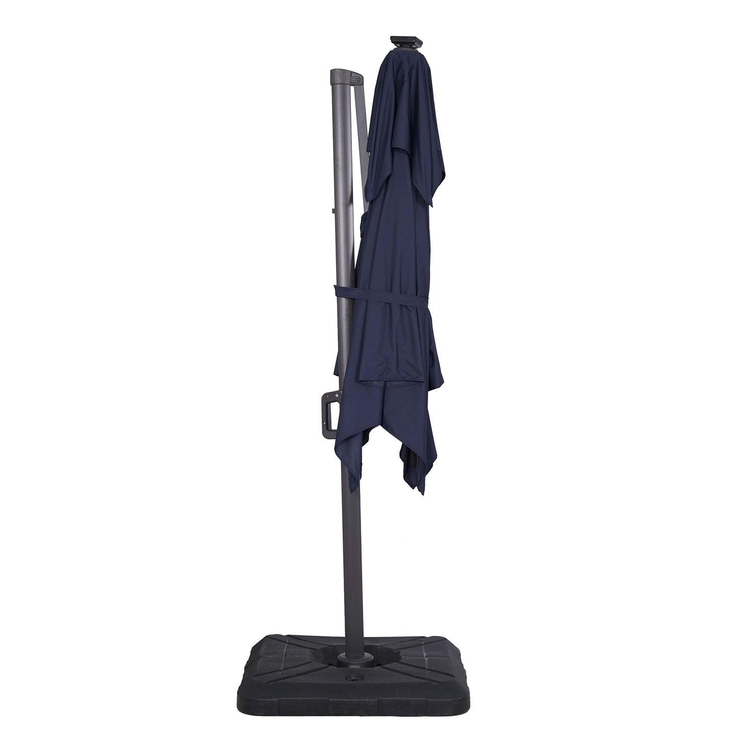 Greemotion Rumis 8-foot Cantilever UV-resistant Shade Rotation Tilt Umbrella with Built-in Solar Panel LED Light for Outdoor, Porch, Pool, Deck, Dark Blue