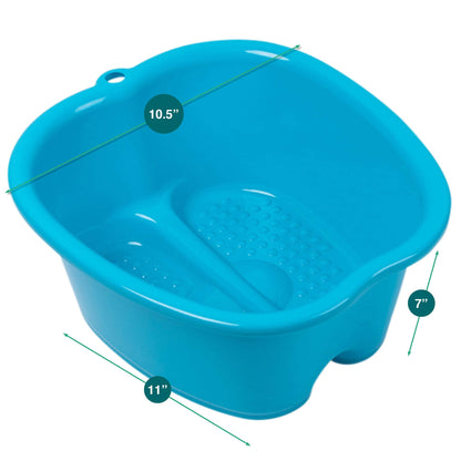 Foot Soaking Bath Basin – Large Size for Soaking Feet | Pedicure and Massager Tub for at Home Spa Treatment | Callus, Fungus, Dead Skin Remover, Blue