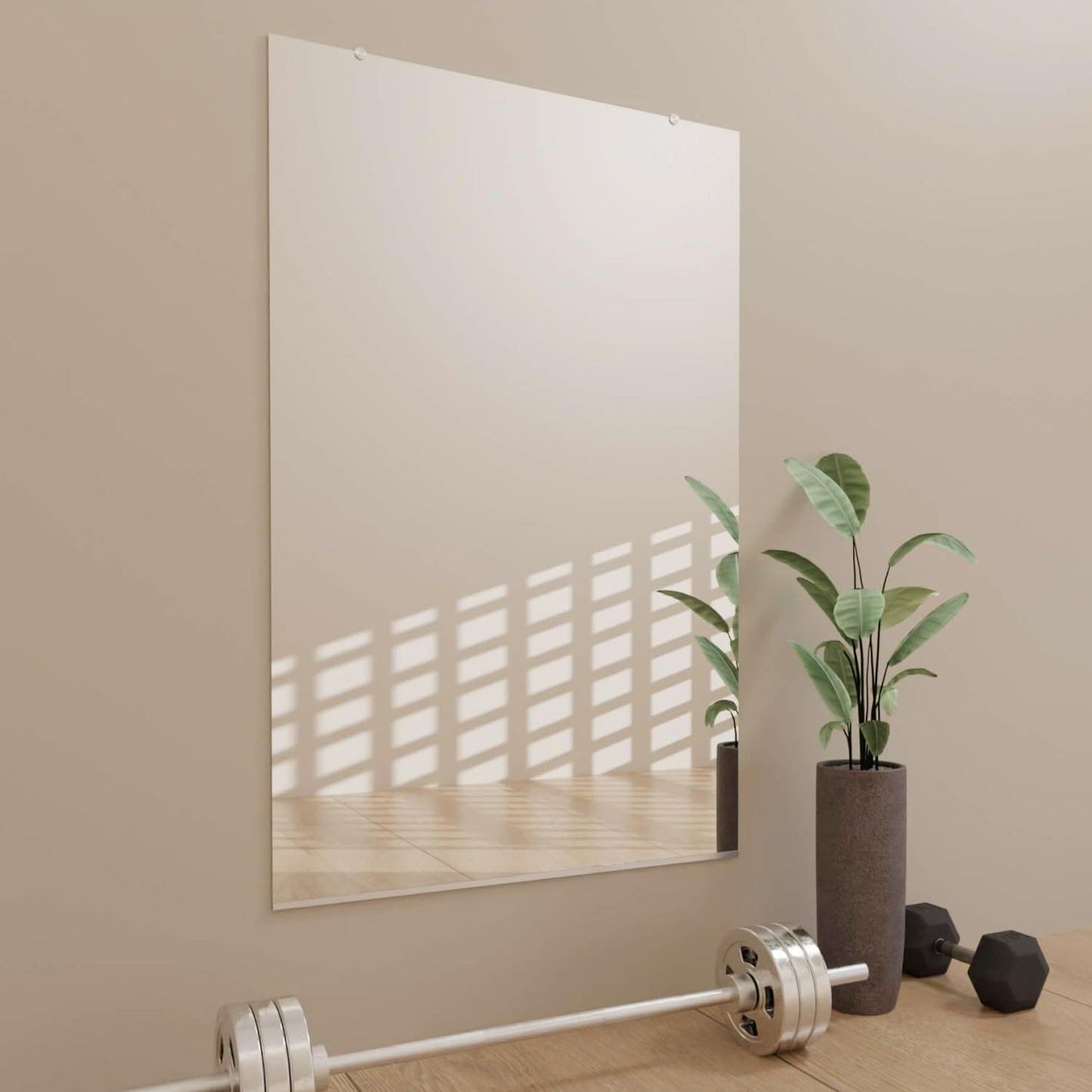 Fab Glass and Mirror Large Gym Mirror for Home Gym 48x32 - Full Length Ultra-Clear Annealed Glass Wall Mount - DIY Workout Display with Safety Backing - 1/4 Inch Low-Iron