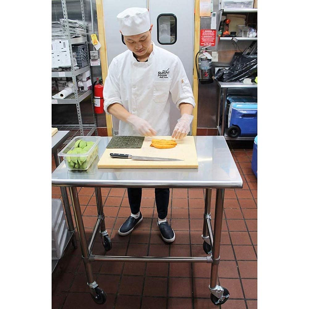 AmGood 30" X 36" Stainless Steel Work Table - with Open Base & Wheels | Food Prep | Utility Work Station | NSF Certified
