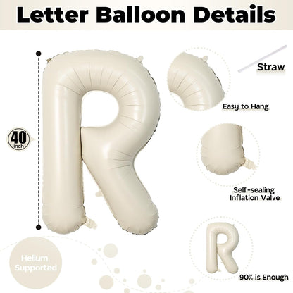 MR & MRS 40-Inch Beige Balloons - Large Cream Foil Letters for Wedding Decor | Ivory Banner for Engagement Party