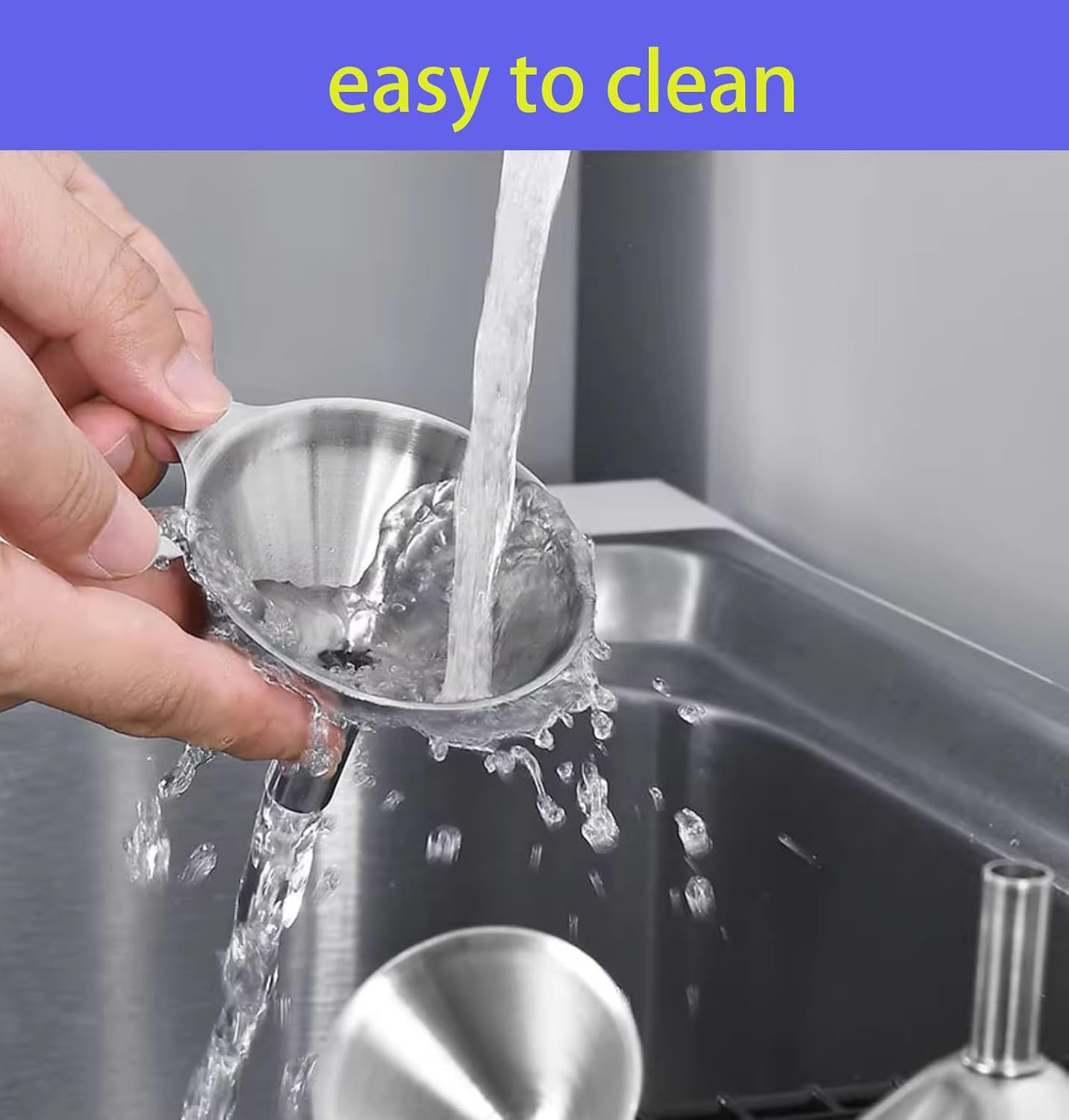 Kitchen Funnels Set for Bottles, 3pc Small/Medium/Large Stainless Steel Metal Funnels with 2 Cleaning Brushes