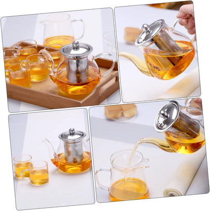 1 Set Teapot Loose Leaf Tea Maker, Glass Tea Pot with Water Pitcher and Stainless Steel Infuser