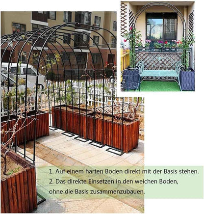 Metal Wedding Arch with Base for Outdoor & Indoor Use Weatherproof Trellis for Climbing Plants Easy Assembly and Reconfigurable Design Green 2.4M x 2.2M (White W3M*H2.2M)