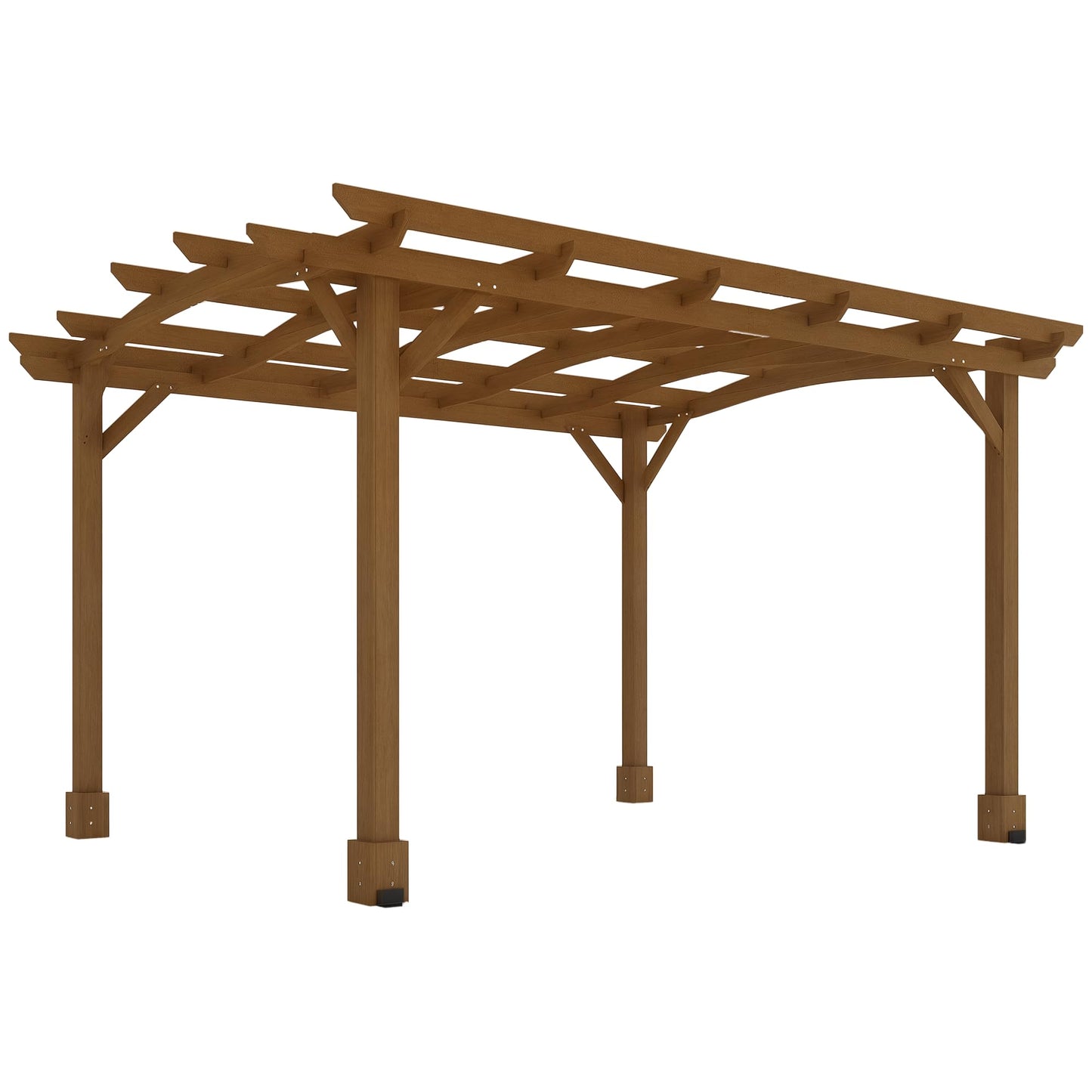 Outsunny 10' x 12' Outdoor Pergola with Arched Roof for Climbing Plant Support, Wood Gazebo Grape Trellis with Stable Structure, Concrete Anchors for Patio, Garden, Deck, Backyard, Dark Brown