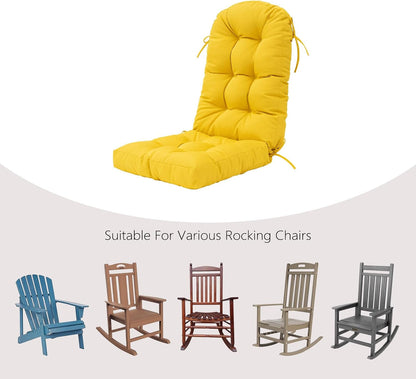 49x19in,Yellow Outdoor Rocking Chair Cushion for Adirondack Chair, High Back Patio Outdoor Seat Chair Cushion