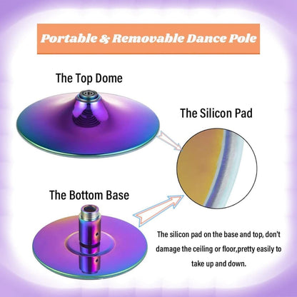 Portable Removable Pole with Ceiling Mount, Spinning/Static Mode, Fitness Equipment for Dancers & Beginners