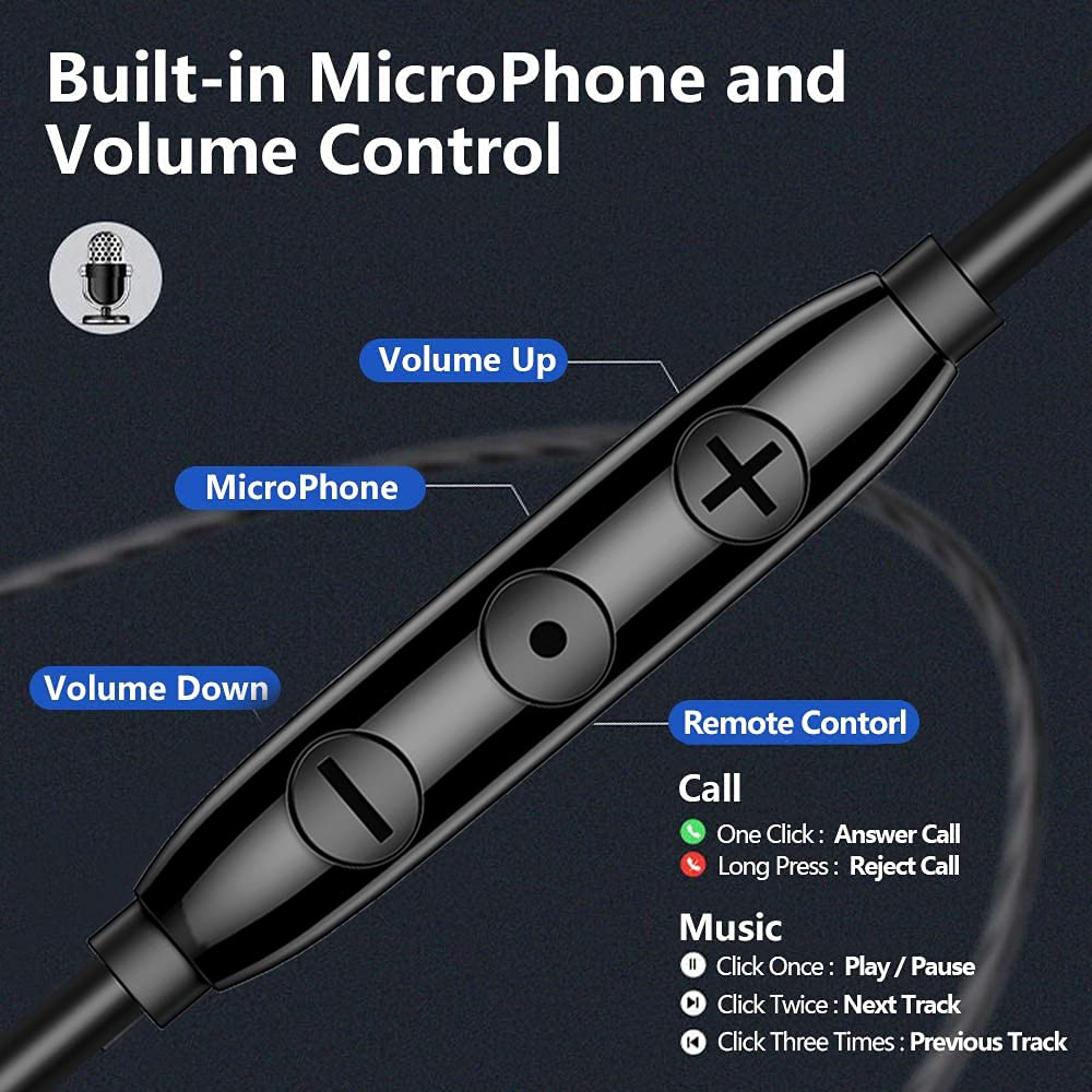Wired Headphones with [Four Speakers], high-Fidelity Noise-Cancelling Stereo subwoofer Earbuds with Microphone,Universal 3.5mm Plug Earphones with Volume Adjustment,CNC Processing Metal Back Shell