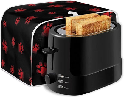 STUOARTE Dog Paw Print Toaster Cover, Dustproof Kitchen Decor for Most Standard 2 Slice Toasters