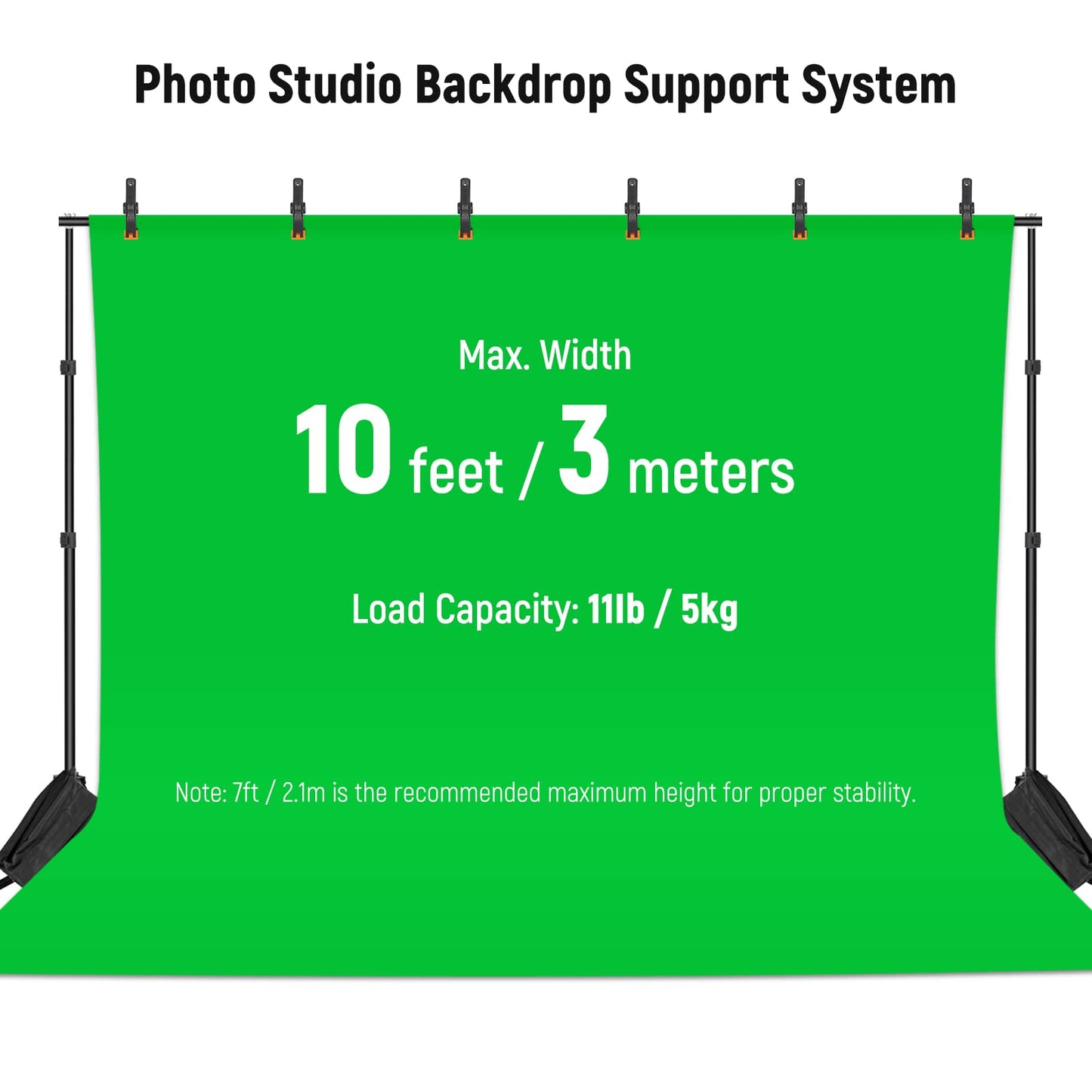 NEEWER Photo Studio Backdrop Support System + AP100C 105W RGB LED Panel Video Light with Barn Doors Dual Cooling Fans, Background Stand with 4 Crossbars, 6 Clamps, 2 Sandbags, Bag, Max Load 8.8lb/4kg