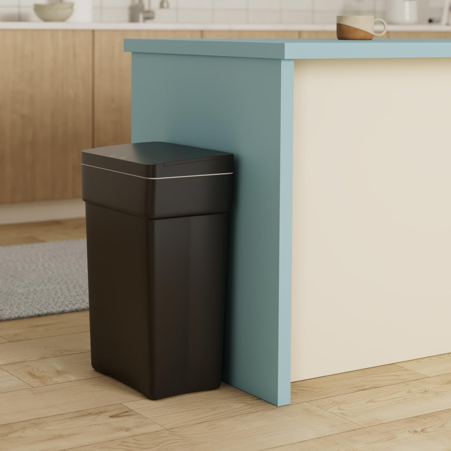 BestOffice 13 Gallon Trash Can Automatic Kitchen Trash Can Touch Free High-Capacity Garbage Can with Lid for Bedroom Bathroom Home Office 50 Liter (Black, 1) (1, Black)
