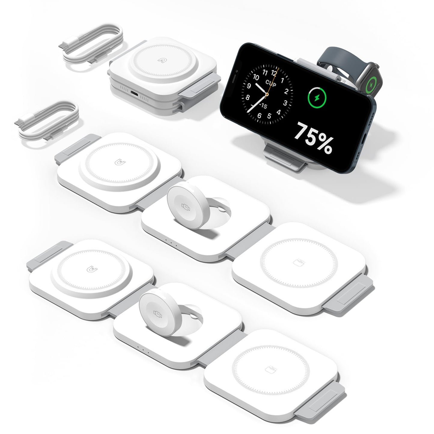 3 in 1 Charging Station for Apple Multiple Devices, Foldable Magnetic Fast Wireless Charger Dock, Travel Charging Pad for iPhone 17 16 15 14 13 12 Pro Max Plus Apple Watch Series & AirPods 4/3/2/Pro