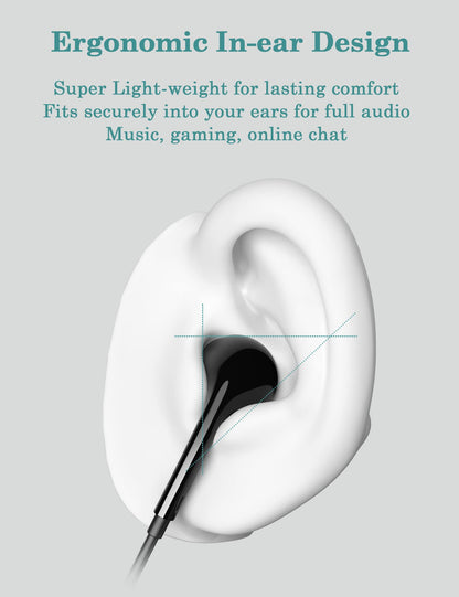DUKABEL USB Wired Earbuds, USB Headphone with Mic for PC/ PS4/ PS5, 6FT in-Ear Stereo Earphones Headsets with Volume Control for Office Live Broadcast Gaming