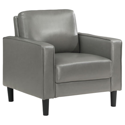 Coaster Home Furnishings - Ruth - Track Arm Accent Chair with Gray Faux Leather Upholstery, Foam Cushion and Tapered Legs - Living Room - Gray - 508367