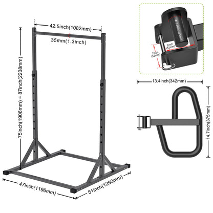 SELEWARE Adjustable Pull Up Station, Multifunction Dip Station and Multi-Grip Handles, Fully Welded, 500 lbs Capacity, Home Gym Equipment