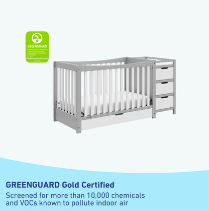Graco Remi 4-in-1 Convertible Crib & Changer – GREENGUARD Gold Certified, Fits Standard Crib Mattress, Converts to Toddler Bed and Full Bed, 4 Adjustable Mattress Heights (Pebble Gray and White)