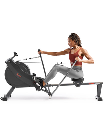 Sunny Health & Fitness Magnetic Rowing Machine with Extended Slide Rail, Full-Body Workout, Low-Impact, Innovative Full Motion or Premium Water Motion and Optional Exclusive Free SunnyFit App