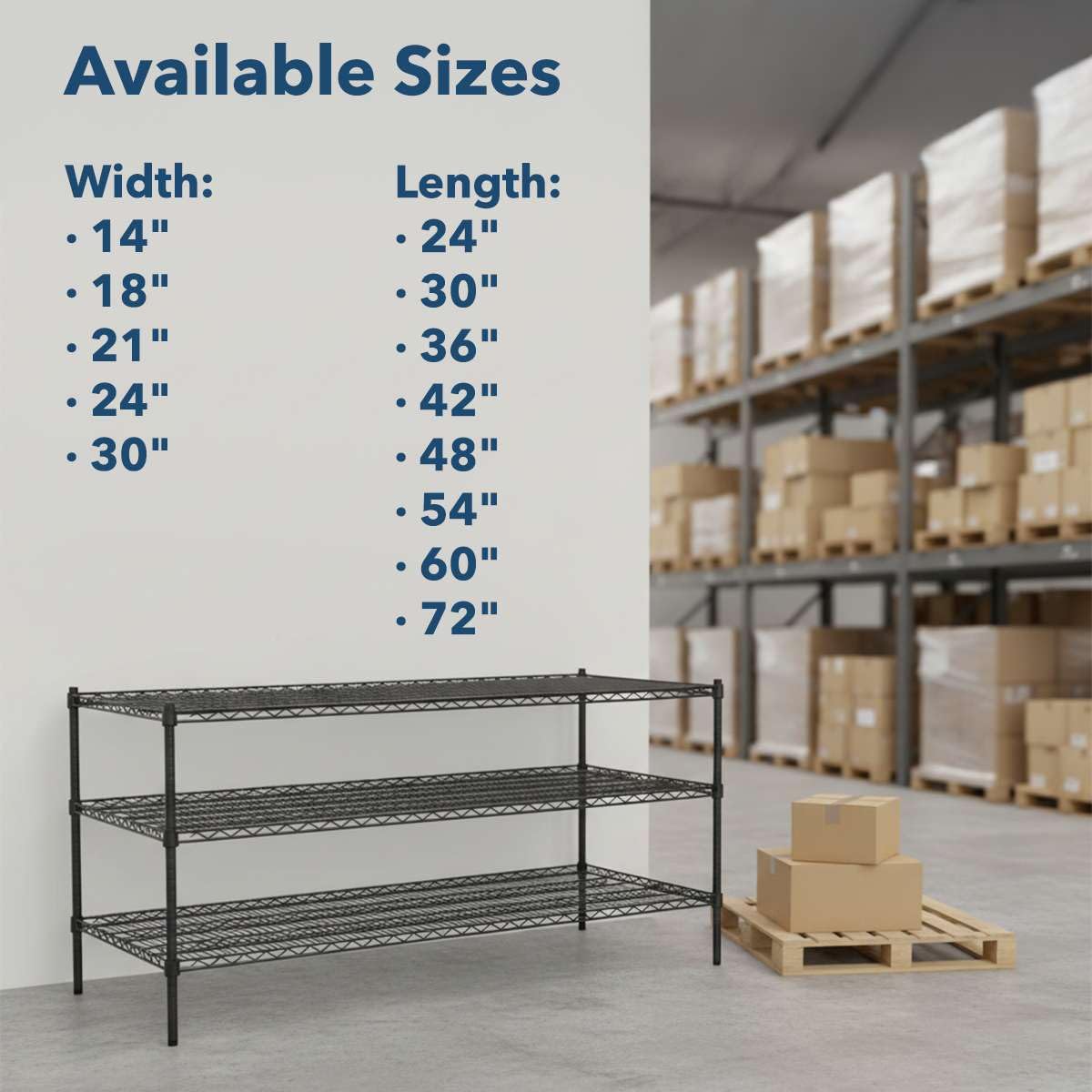 14" x 60" NSF Black Epoxy 3-Shelf Kit with 34" Posts - Commercial Storage Rack Unit - Heavy-Duty Adjustable Wire Shelving Unit for Restaurant, Retail, and Warehouse Storage - 1,800 lb Capacity