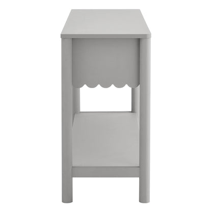 Modway Emmeline 3-Drawer Scalloped Console Table in Light Gray