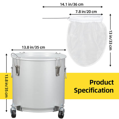 8 Gal Fryer Grease Bucket, Fryer Oil Bucket with Lid, Oil Disposal Caddy with Rust-Proof Coating, Coated Carbon Steel Oil Filter Pot with Caster Base, Oil Transport Container with Lock Clips & Filter