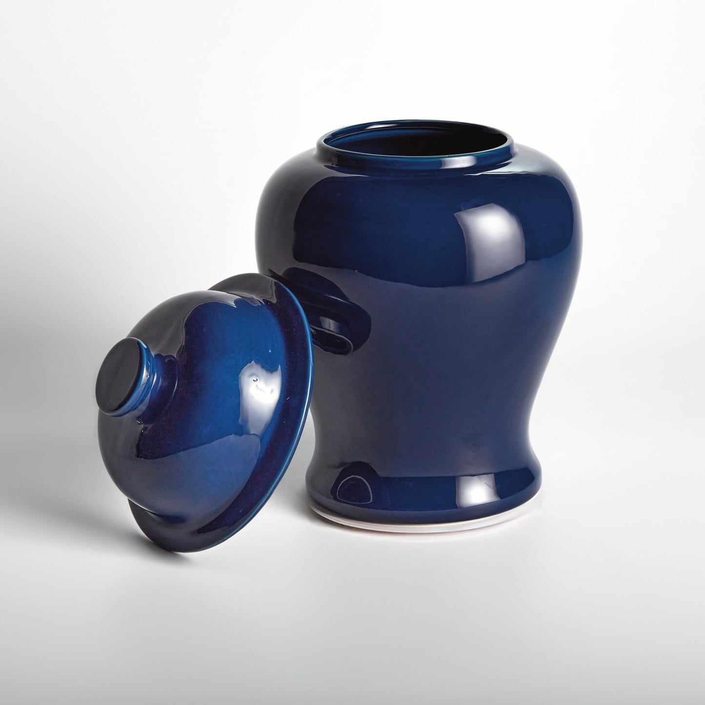 Napa Home & Garden Koa Wide Lidded Ginger Jar Small - Navy Ceramic Handcrafted Small Blue