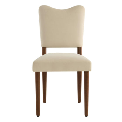 KISLOT Upholstered Dining Chairs Set of 4, Modern Velvet Kitchen Chairs with Solid Wood Legs, High Back Wooden Dining Room Chairs with Dark Walnut Color Legs for Farmhouse Kitchen Dining Room, Linen