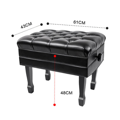 ELUKHT Leather Piano Bench Piano Bench with Inner Solid Flip-Top Extra Music Storage Adjustable Padded Keyboard Bench with Genuine LeatherAdjustable Height,