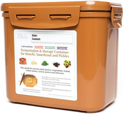 Crazy Korean Cooking Premium Kimchi Fermentation Container, 0.9 Gallon with Inner Vacuum Lid