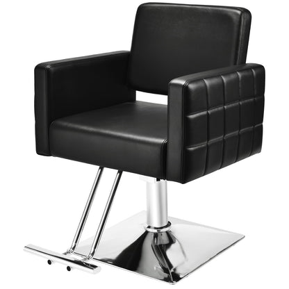 Barber Salon Chair for Barbershop - Load Weight 330 Lbs,Heavy Duty Hydraulic Pump Height Adjustable,360°Swivel with Footrest,Soft Leather with Armrest,Salon Spa,Hair Styling Stylist,Braiding (Black)