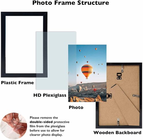 JCJMY 6x10 Black Picture Frame - Versatile Wall & Tabletop Display with Shatter-Resistant Plexiglass