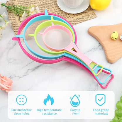 4Pcs/Set Fine Mesh Strainer Set, Kitchen Plastic Flour Colander Set, Solid-Liquid Separator Gadget with Non Slip Handles, for Yogurt Baking Kitchen Kefir Tea Juice Pasta(size:4pcs/set)