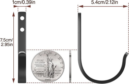 Niffgaff 10-Pack Outdoor Wall Hooks - 30LB Metal Hangers for Coats, Towels, and Bags | Black